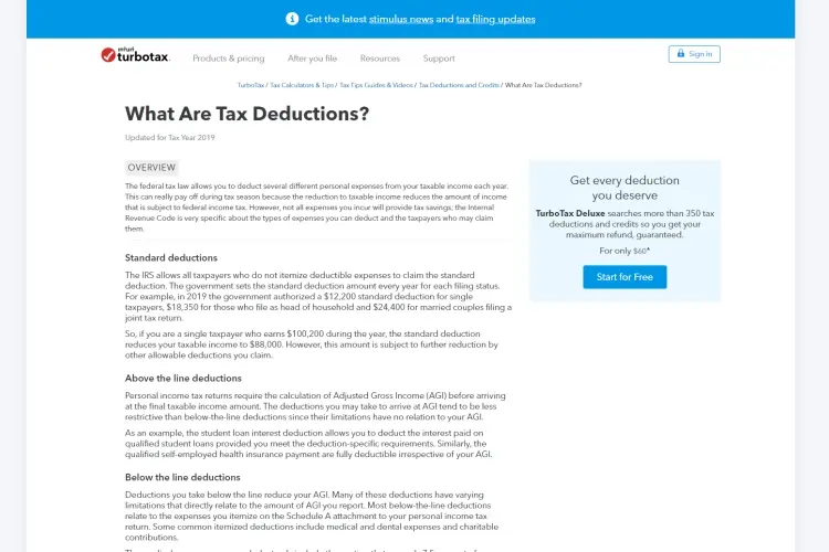 What areTax deductions?