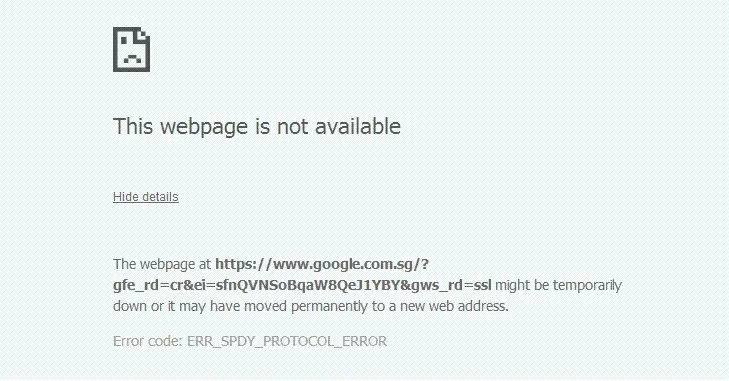 What is ERR_SPDY_PROTOCOL_ERROR