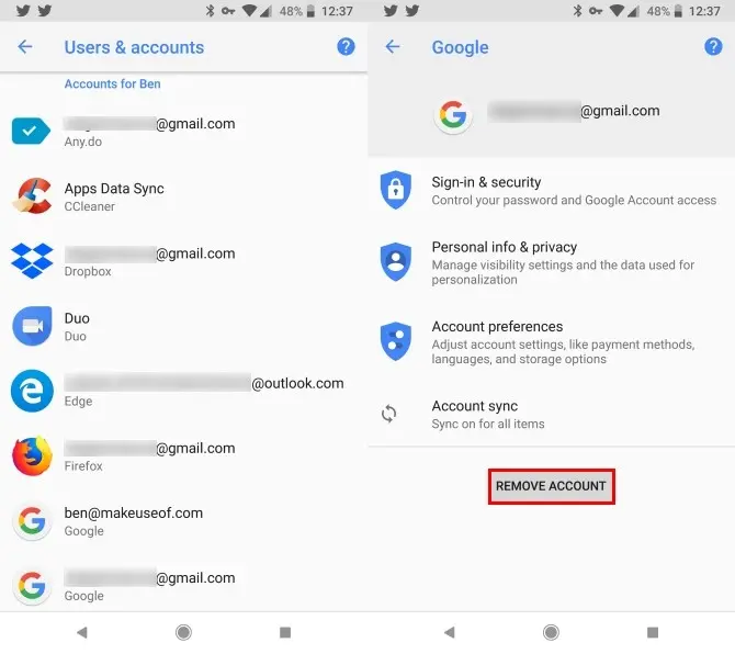 Delete and then re-add yourGoogle Account